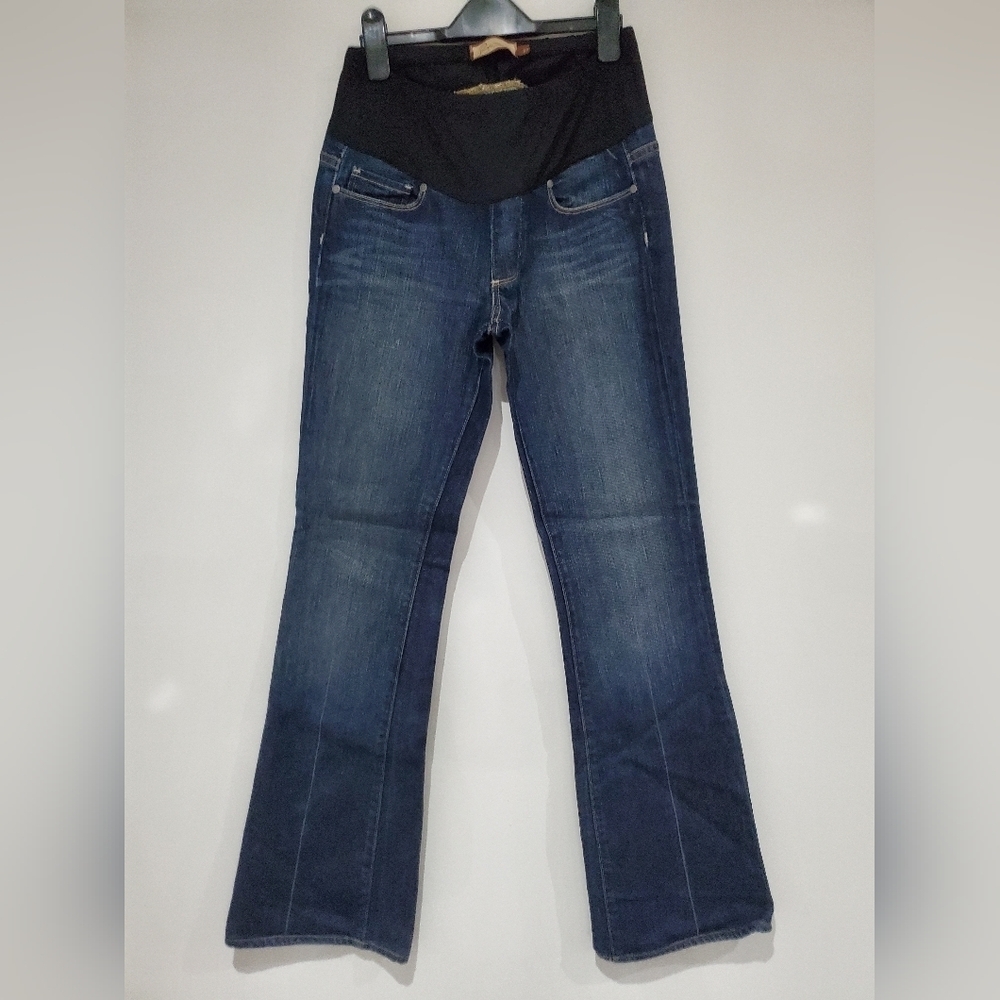 PAIGE-Maternity Designer Flare Blue Jeans-Denim size 27 pull on